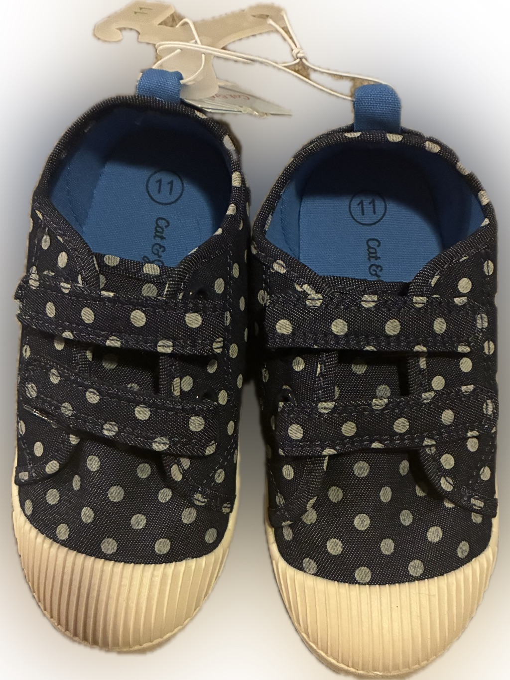 Cat & Jack Navy Polka Dot Velcro Sneakers